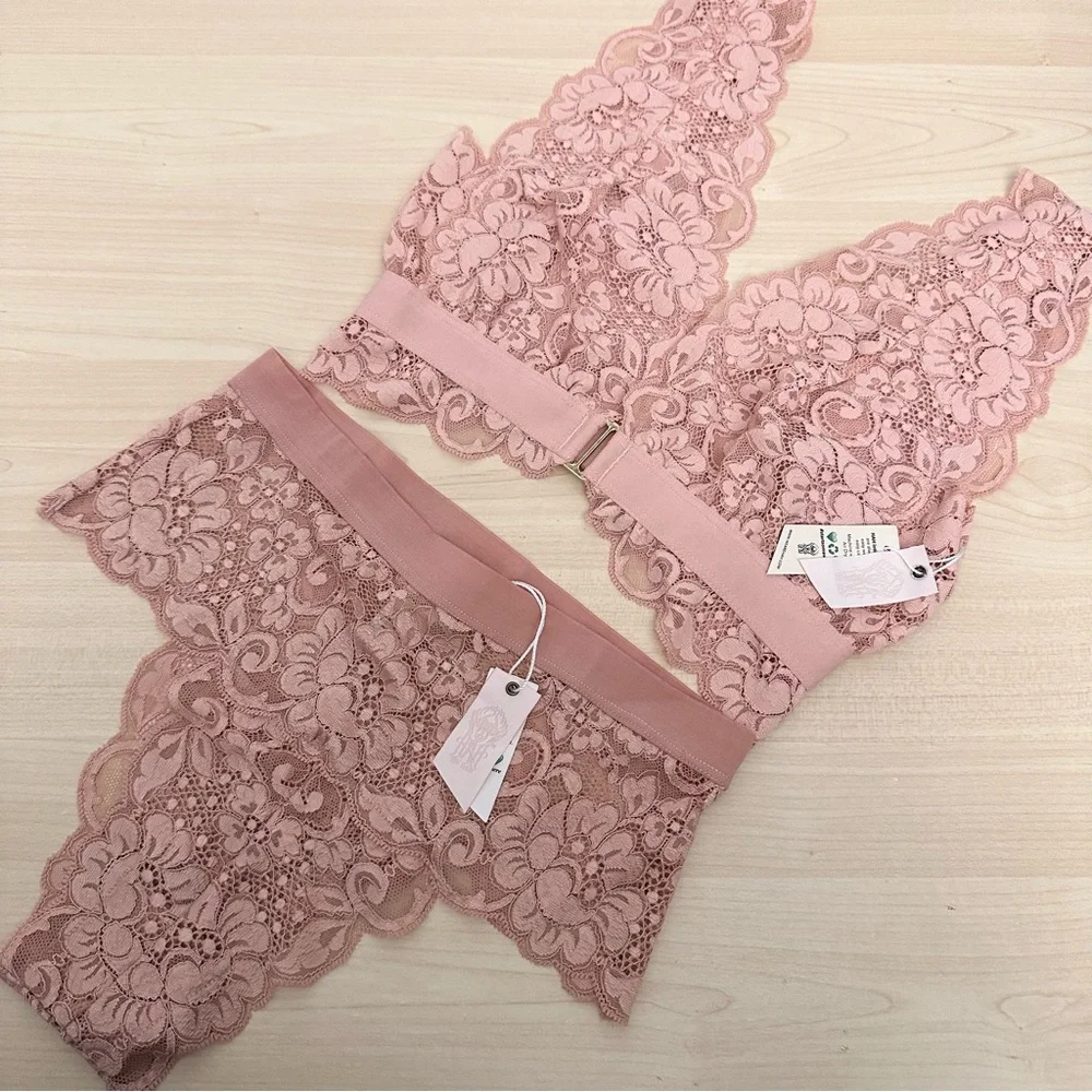 We Are HAH 2pc. Set Got Ur Back Bra & Spin Me Panty In Cooper Rose Size XS